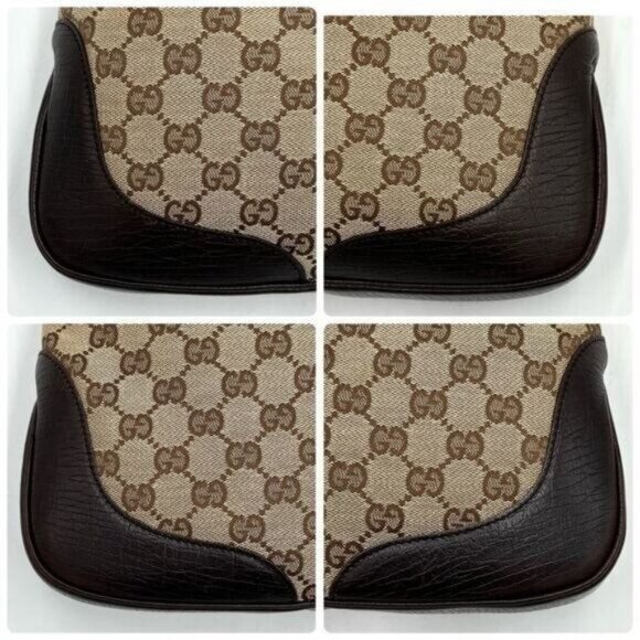 Authentic GUCCI GG Jackie Sherry Web Canvas Handbag Shoulder Bag Charm Ophidia - Picture 12 of 13